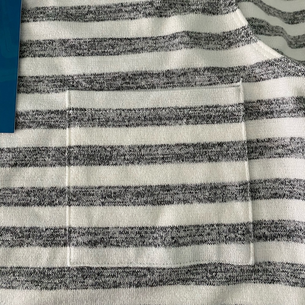 Market & Spruce White and Gray Striped Sleeveless Midi Shift Dress - Picture 4 of 8